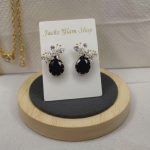 Onyx Teardrop & Crystal Butterfly Statement Earrings