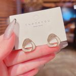 Silver Needle Earrings Full of Diamonds